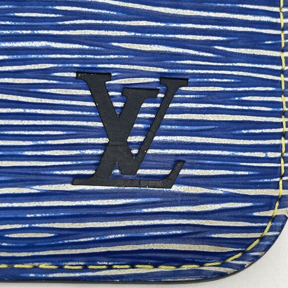 Authentic LOUIS VUITTON Denim Epi Pouch For Neverfull MM Blue Leather #36635523 - Picture 8 of 12